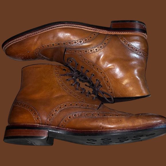 Men's Gordon Rush Cognac Wingtip Stafford Brown Leather Ankle Boot Size 11.5 - Picture 9 of 10